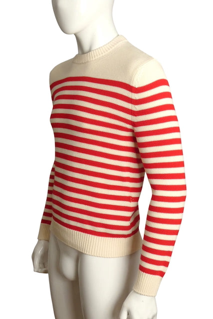 GUCCI- NWT 2023 Red & Ivory Stripe Sweater, Size XS