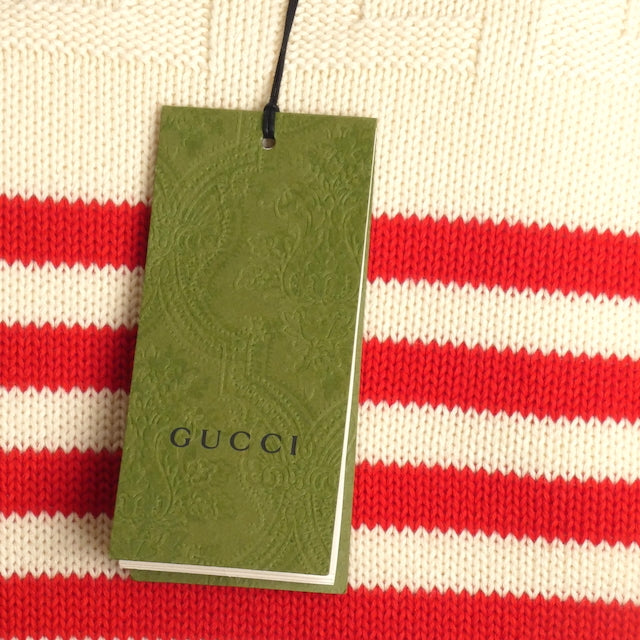 GUCCI- NWT 2023 Red & Ivory Stripe Sweater, Size XS