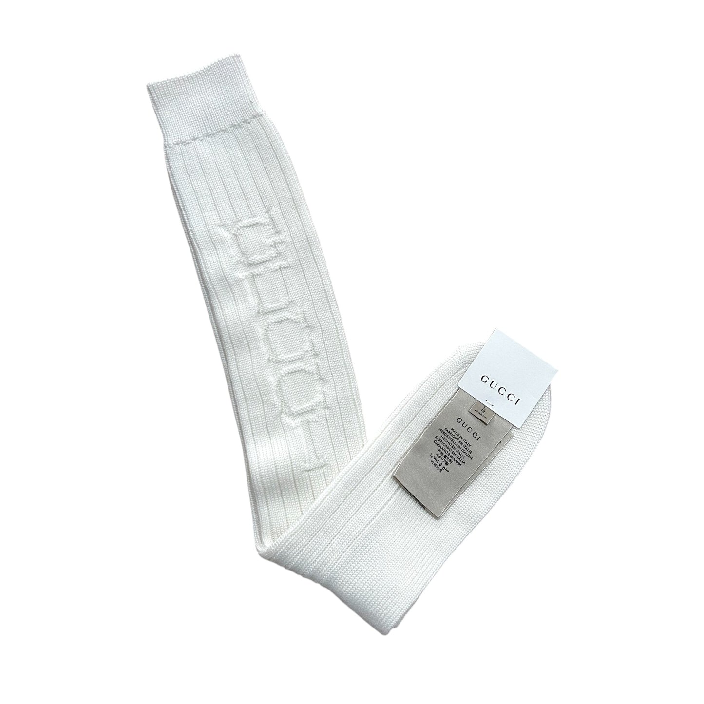 GUCCI - NWT Ivory Tall Socks, Size-Large