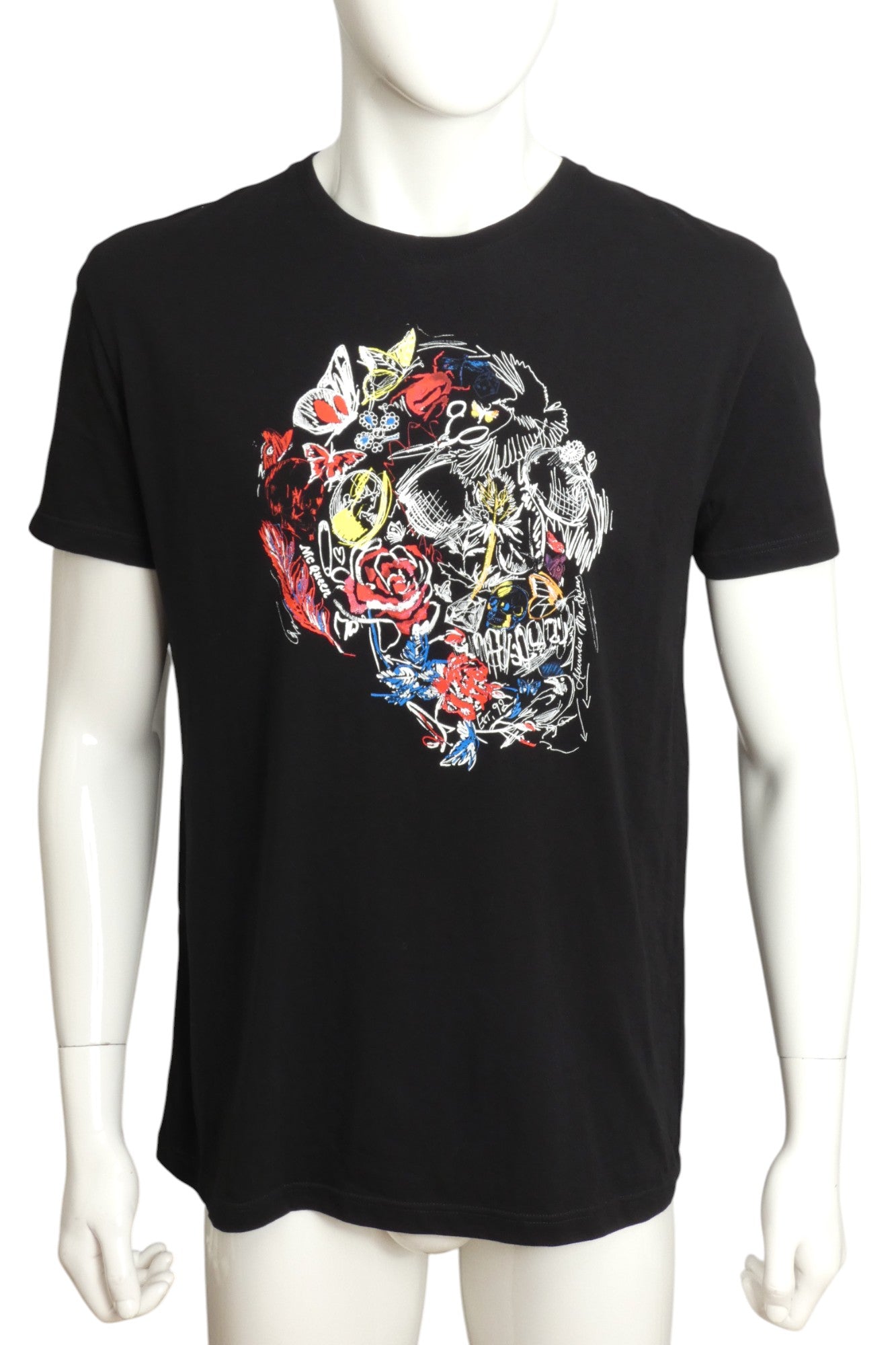 ALEXANDER MCQUEEN- Black Graphic Print T-Shirt, Size Large