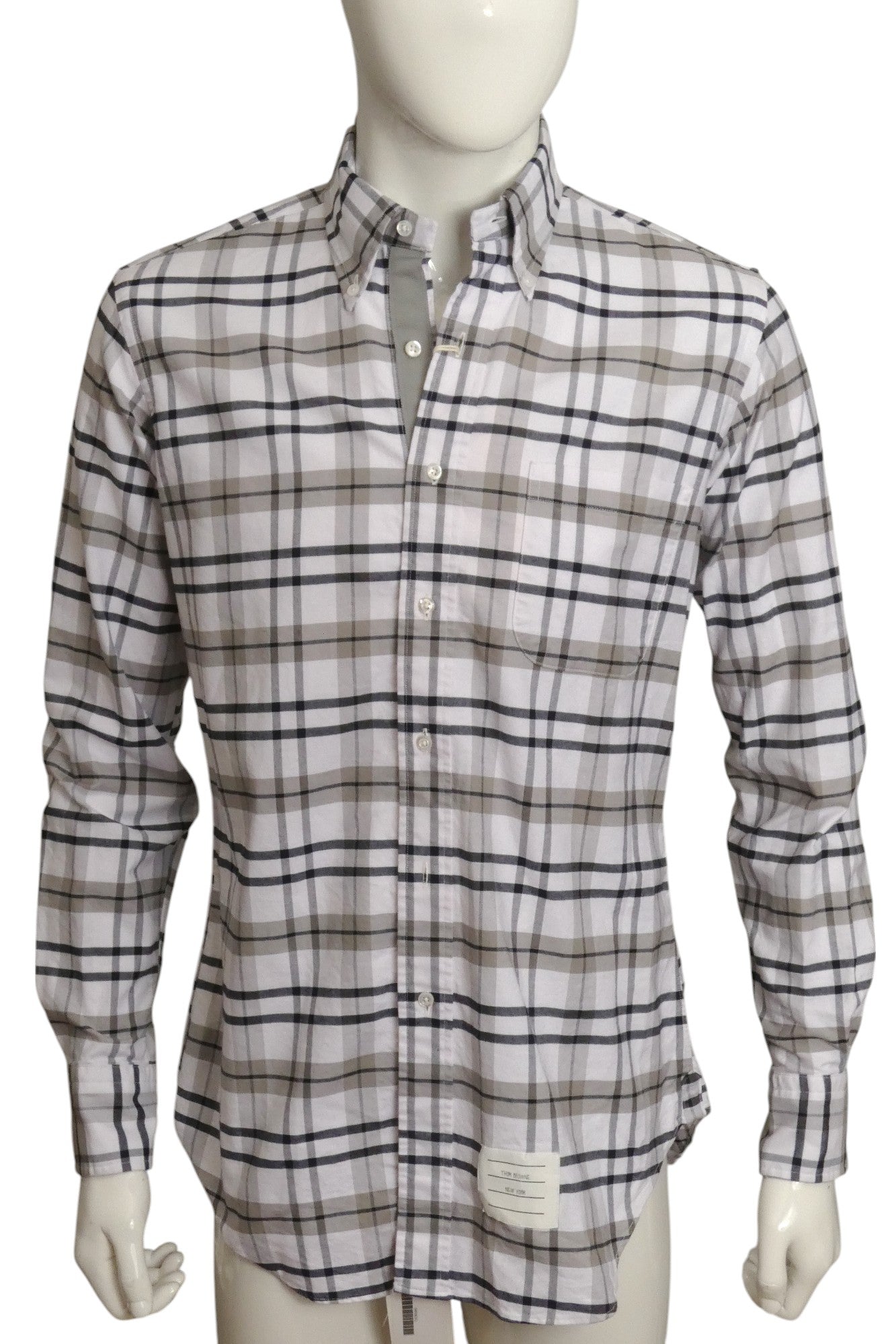 THOM BROWNE- NWT Cotton Plaid L/S Shirt, Size Large