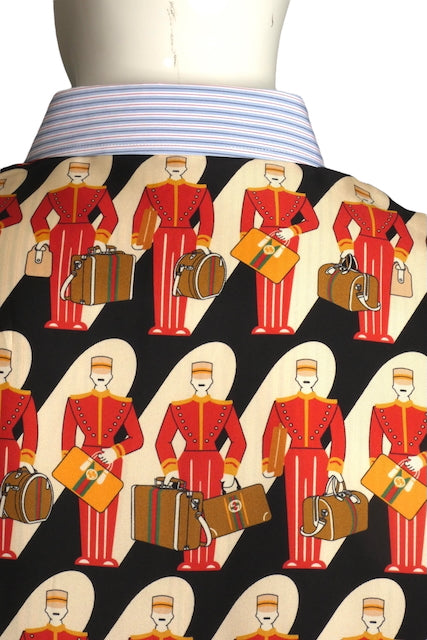 GUCCI- NWT 2023 PIxel Print & Stripe S/S Shirt, Size XL