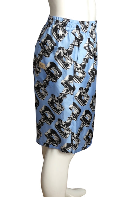 GUCCI- NWT 2024 3D Glass Horsebit Silk Shorts, Size Large