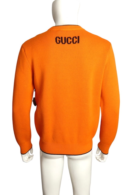 GUCCI- NWT 2023 Orange Wool Fuori Sweater, Size Large