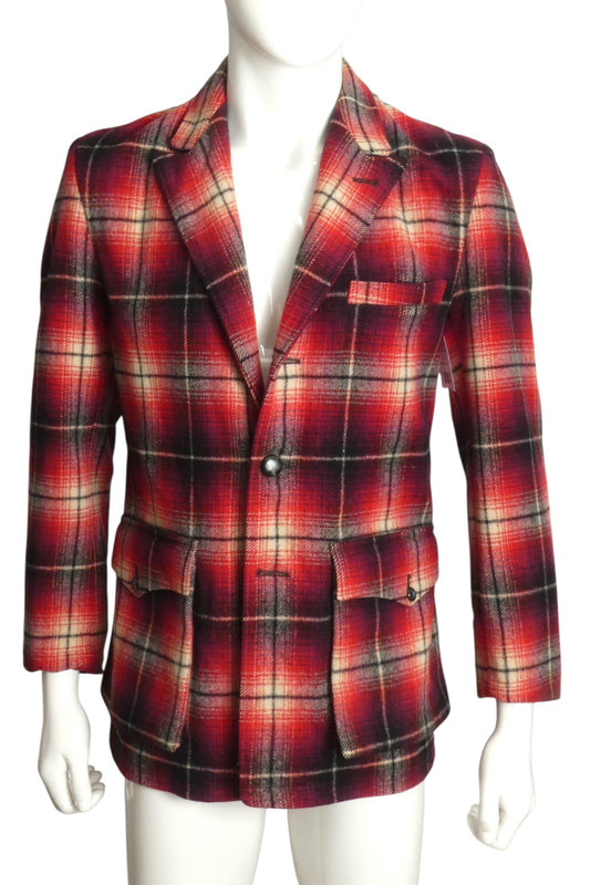1940s Wool Plaid Jacket, Size Medium