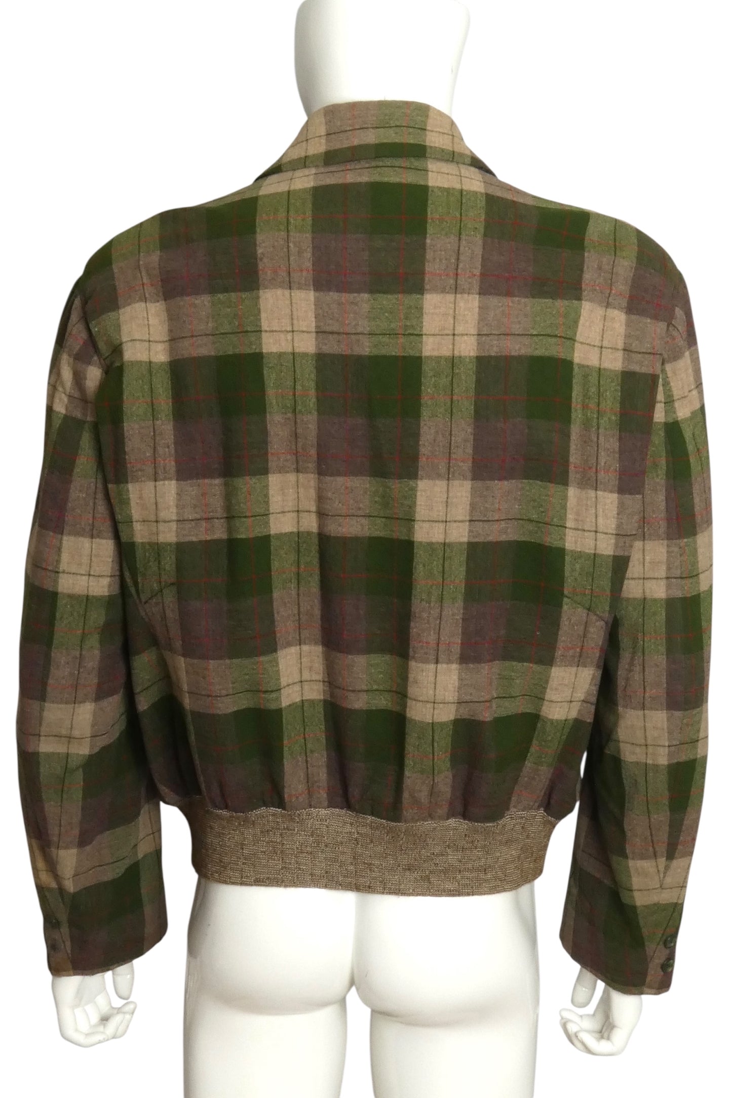 PENDLETON- 1950s Green Wool Plaid Jacket, Size Large
