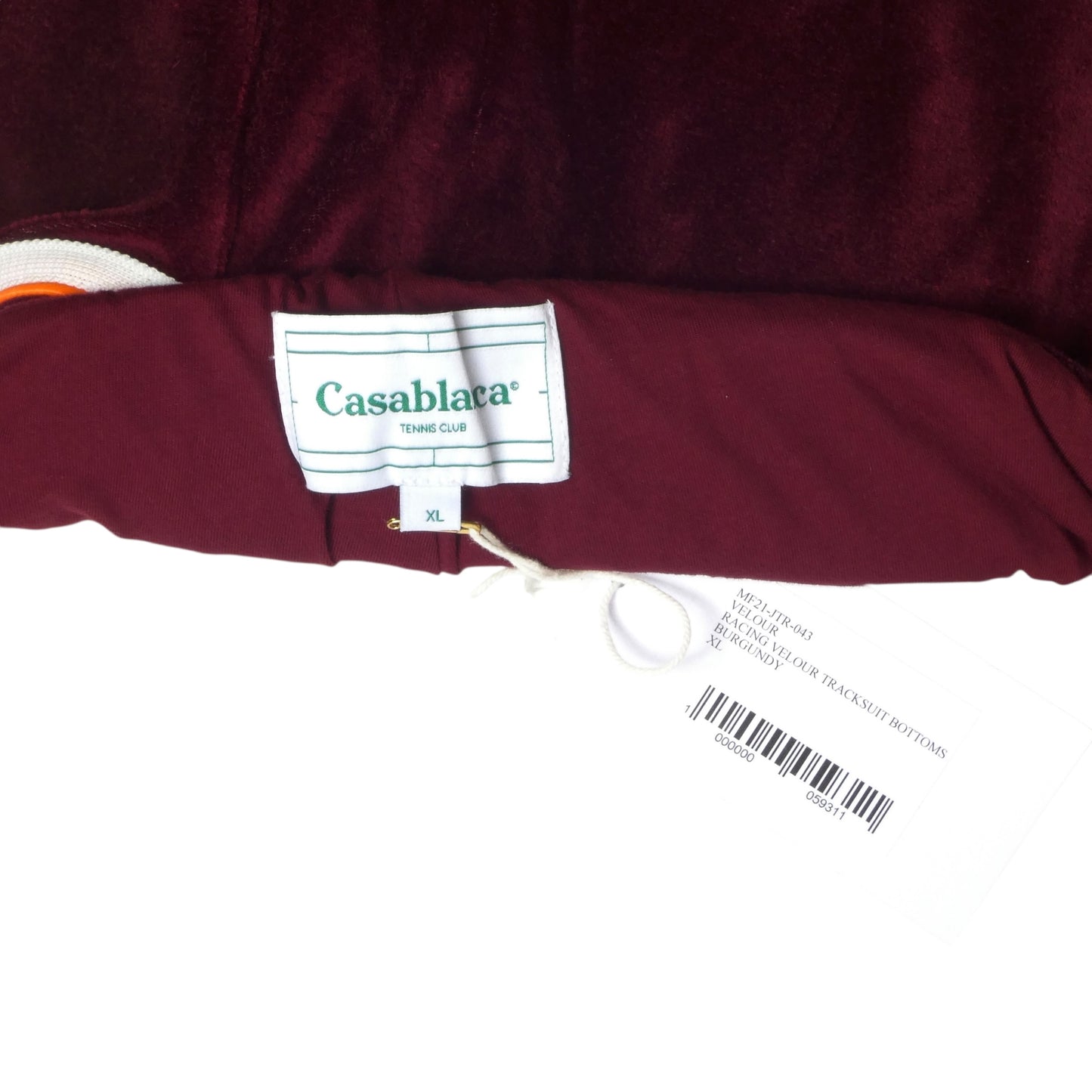 CASABLANCA- NWT 2021 Burgundy Velour Joggers, Size XL