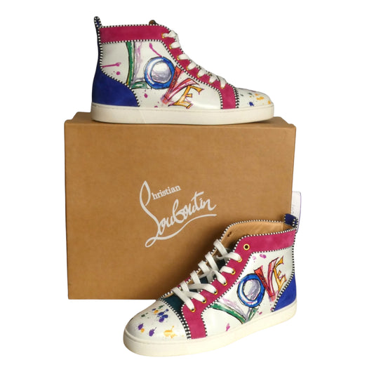 CHRISTIAN LOUBOUTIN- 2018 Louis Orlato Flat Calf Love Sneakers, Size 44