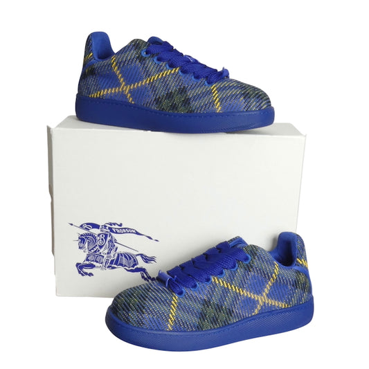 BURBERRY-Blue Low Top Plaid Trainers, Size 44.5
