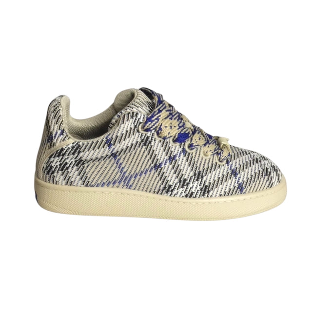 BURBERRY-Lichen Check Low Top Trainers, Size 44.5