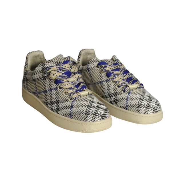 BURBERRY-Lichen Check Low Top Trainers, Size 44.5