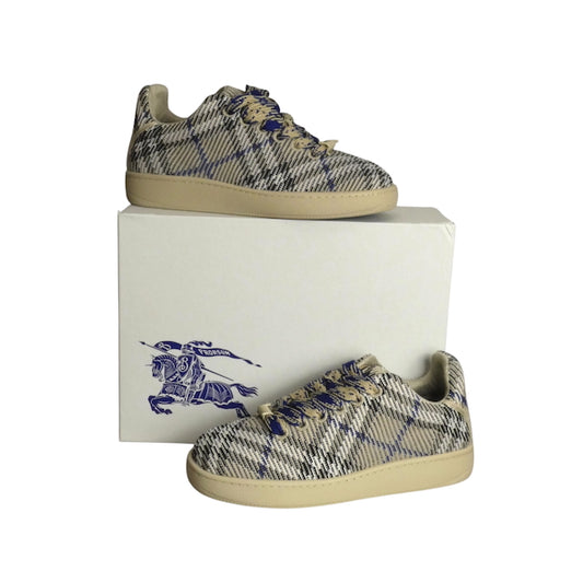 BURBERRY-Lichen Check Low Top Trainers, Size 44.5