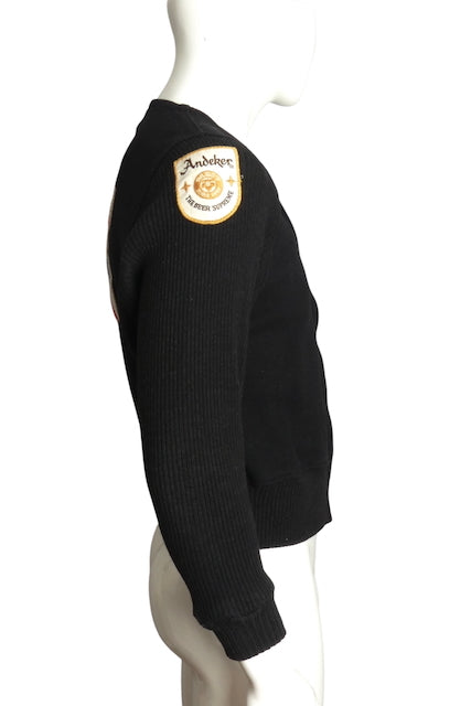 1960s Black Wool Knit PABST Jacket, Size Small