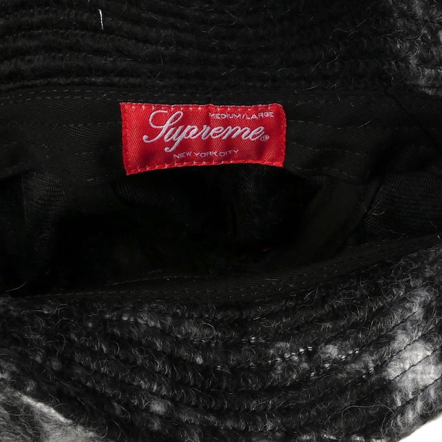 SUPREME 2025 Black & Grey Plaid Mohair Bucket Hat, Size M/L