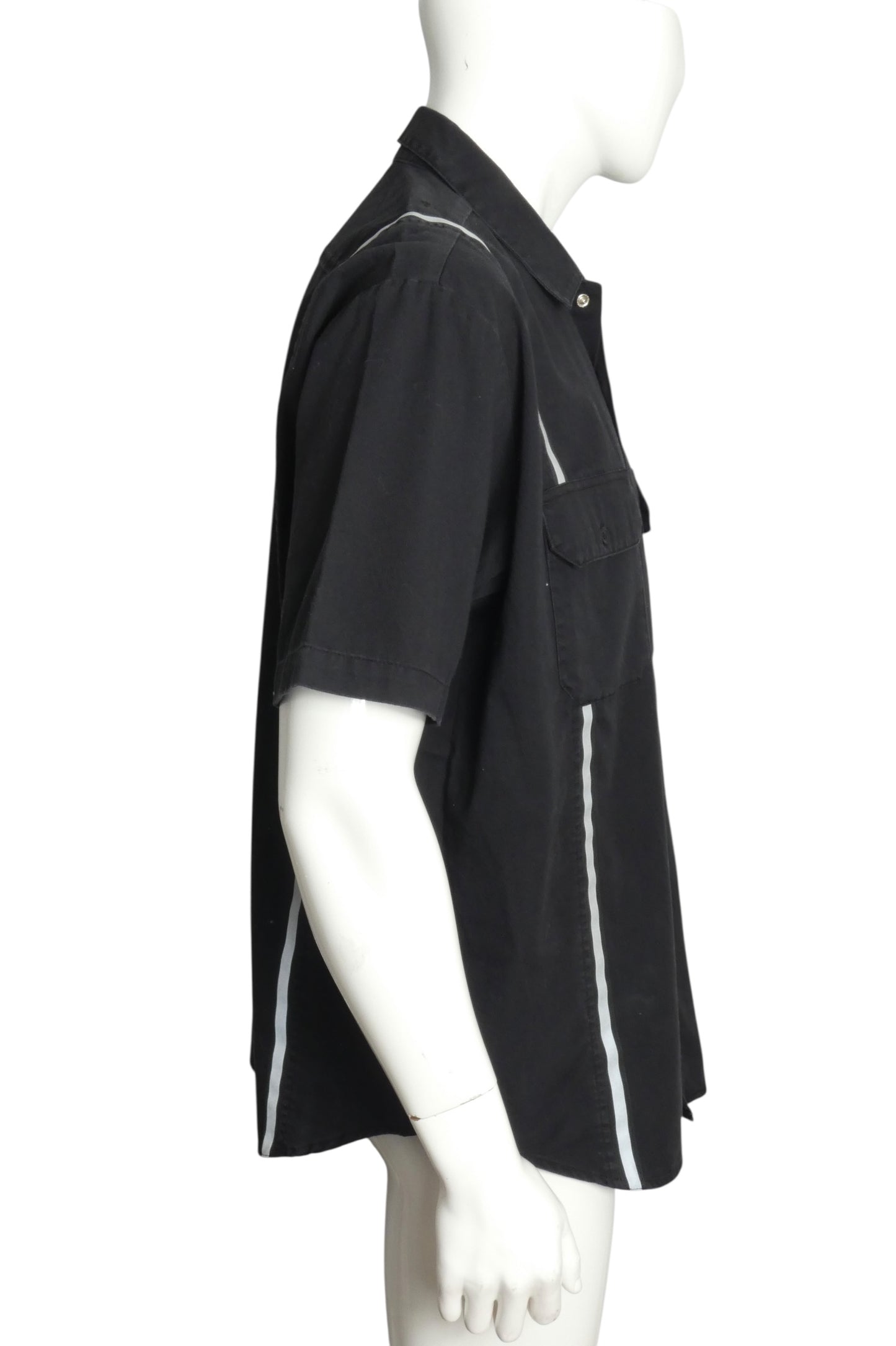 SUPREME- NWT Black Reflective Stripe S/S Work Shirt, Size Large