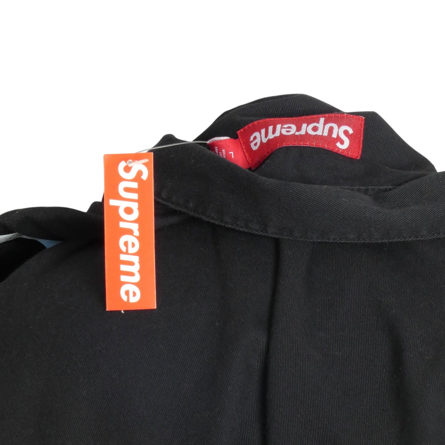 SUPREME- NWT Black Reflective Stripe S/S Work Shirt, Size Large