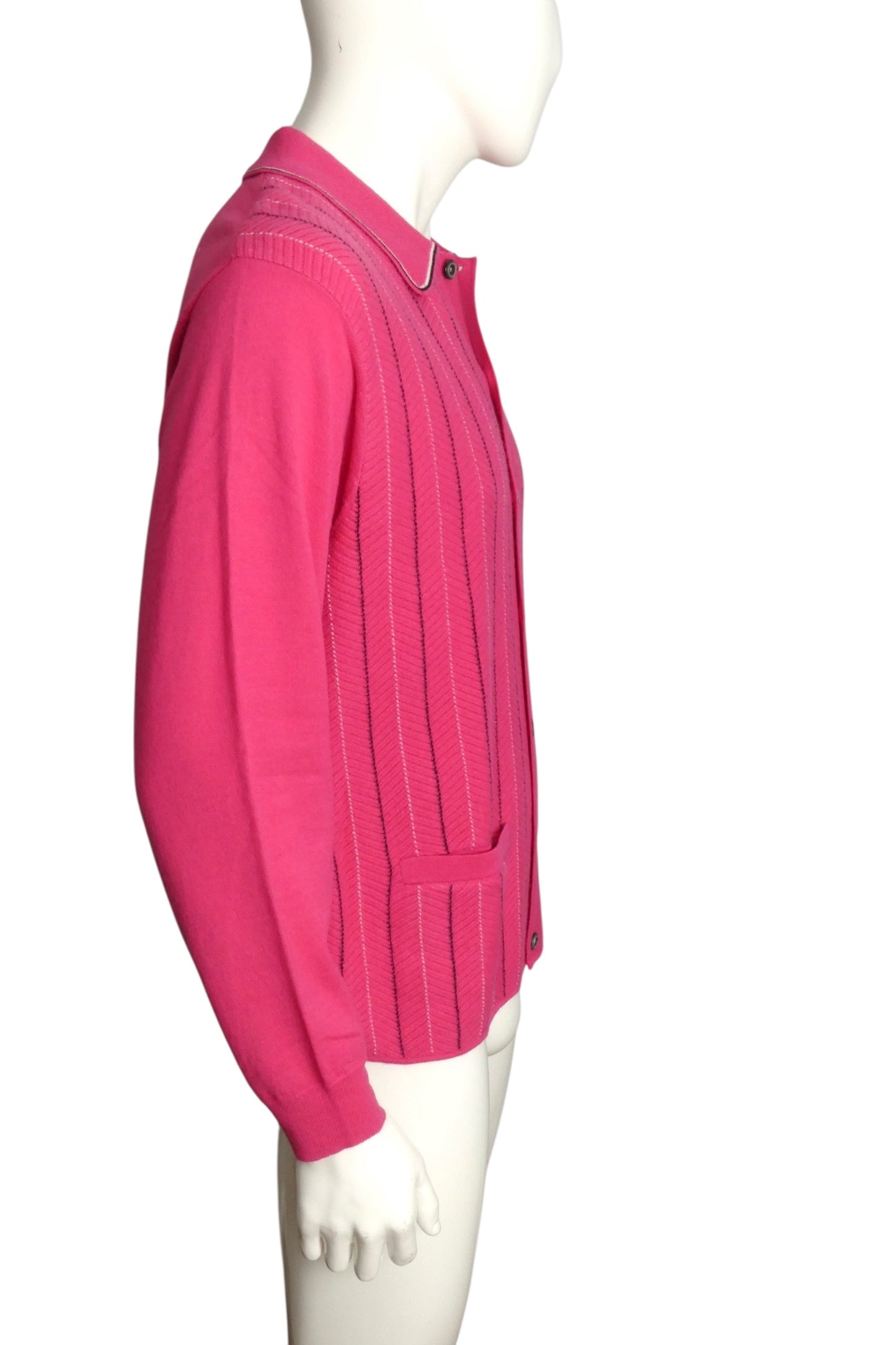 SUPREME- 2025 Pink Herringbone Cardigan Sweater, Size Medium