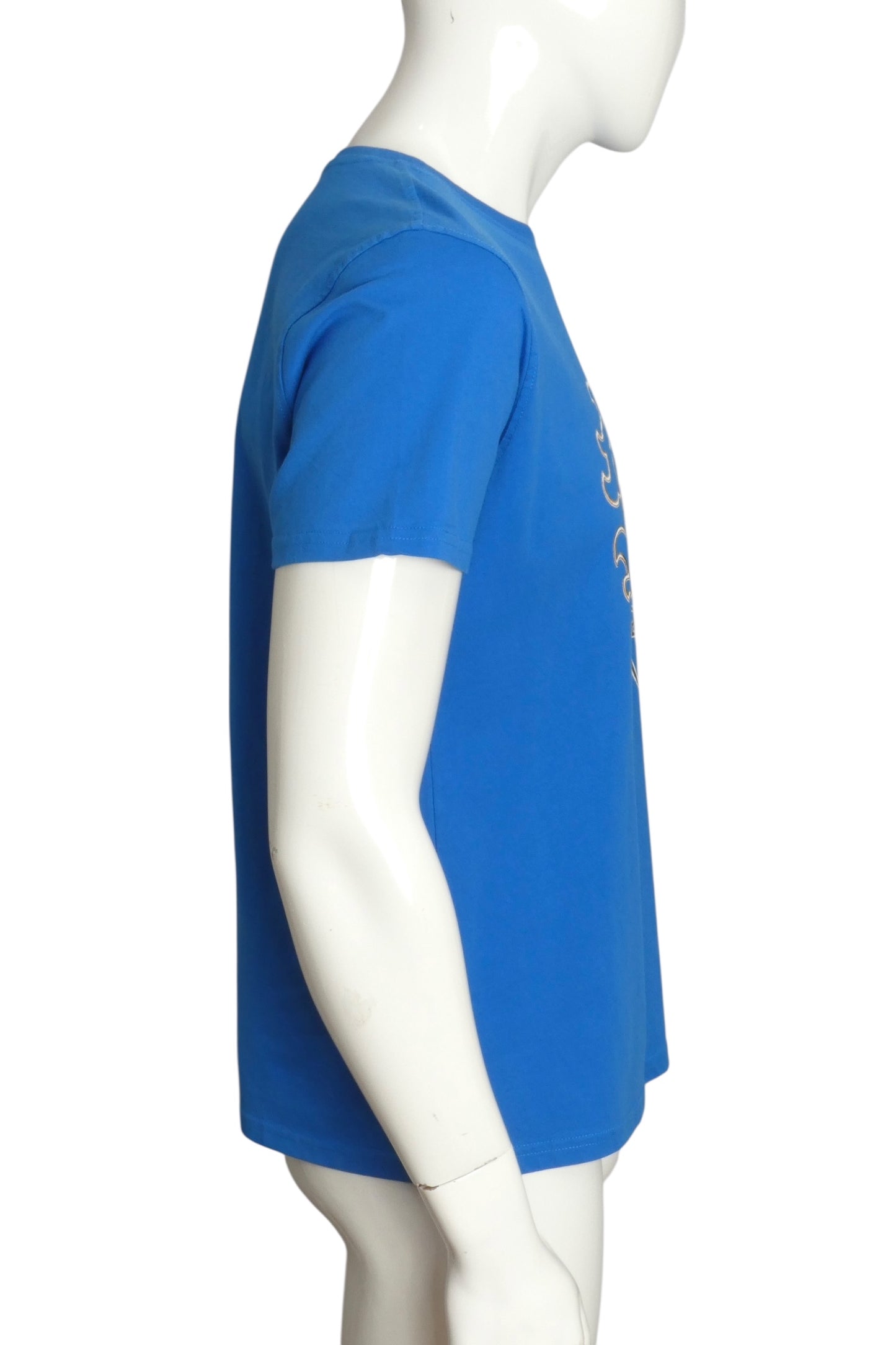ROBERTO CAVALLI- Blue Logo Graphic Print T-Shirt, Size Large