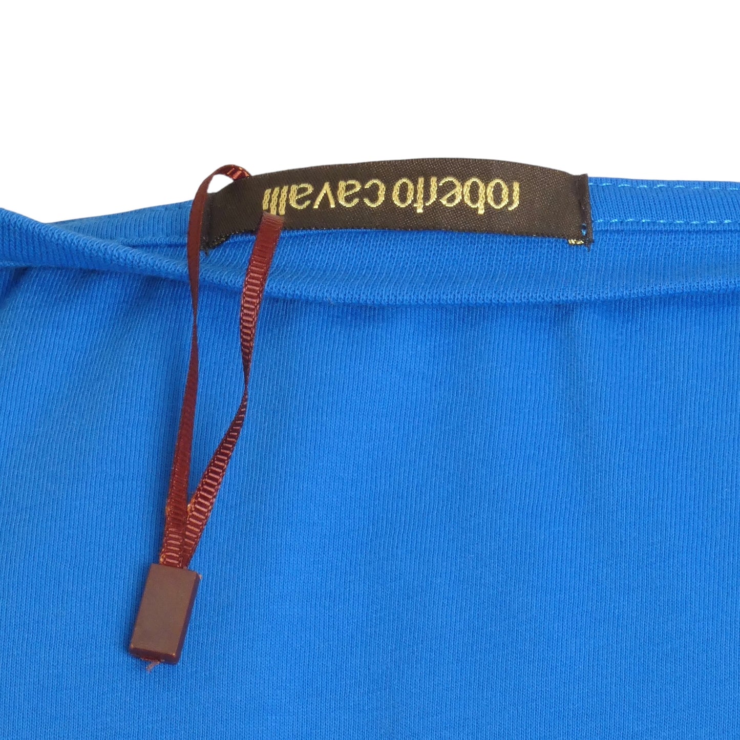ROBERTO CAVALLI- Blue Logo Graphic Print T-Shirt, Size Large