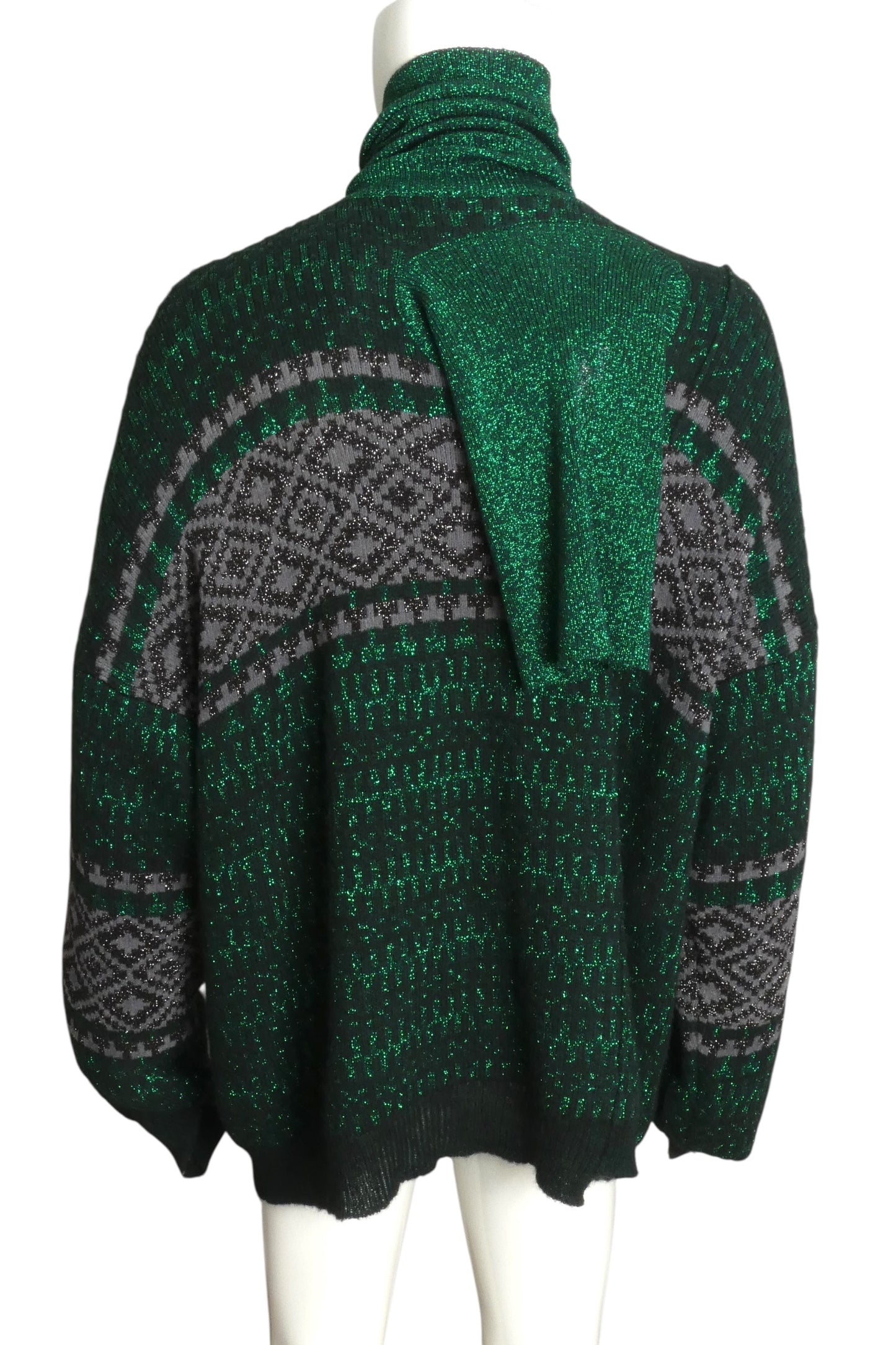 RAF SIMONS- 2019 Metallic Asymmetric Turtleneck Sweater, Size XS