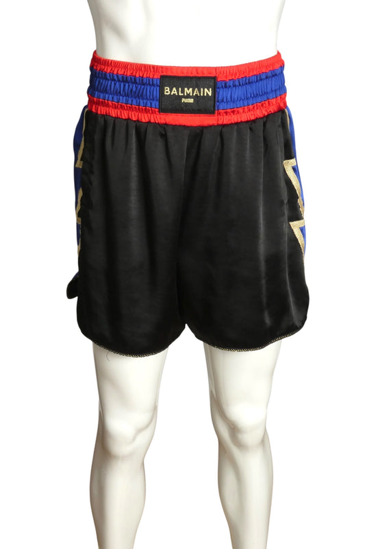 BALMAIN X PUMA- NWT 2019 Multi Color Satin Boxing Shorts, Size Large