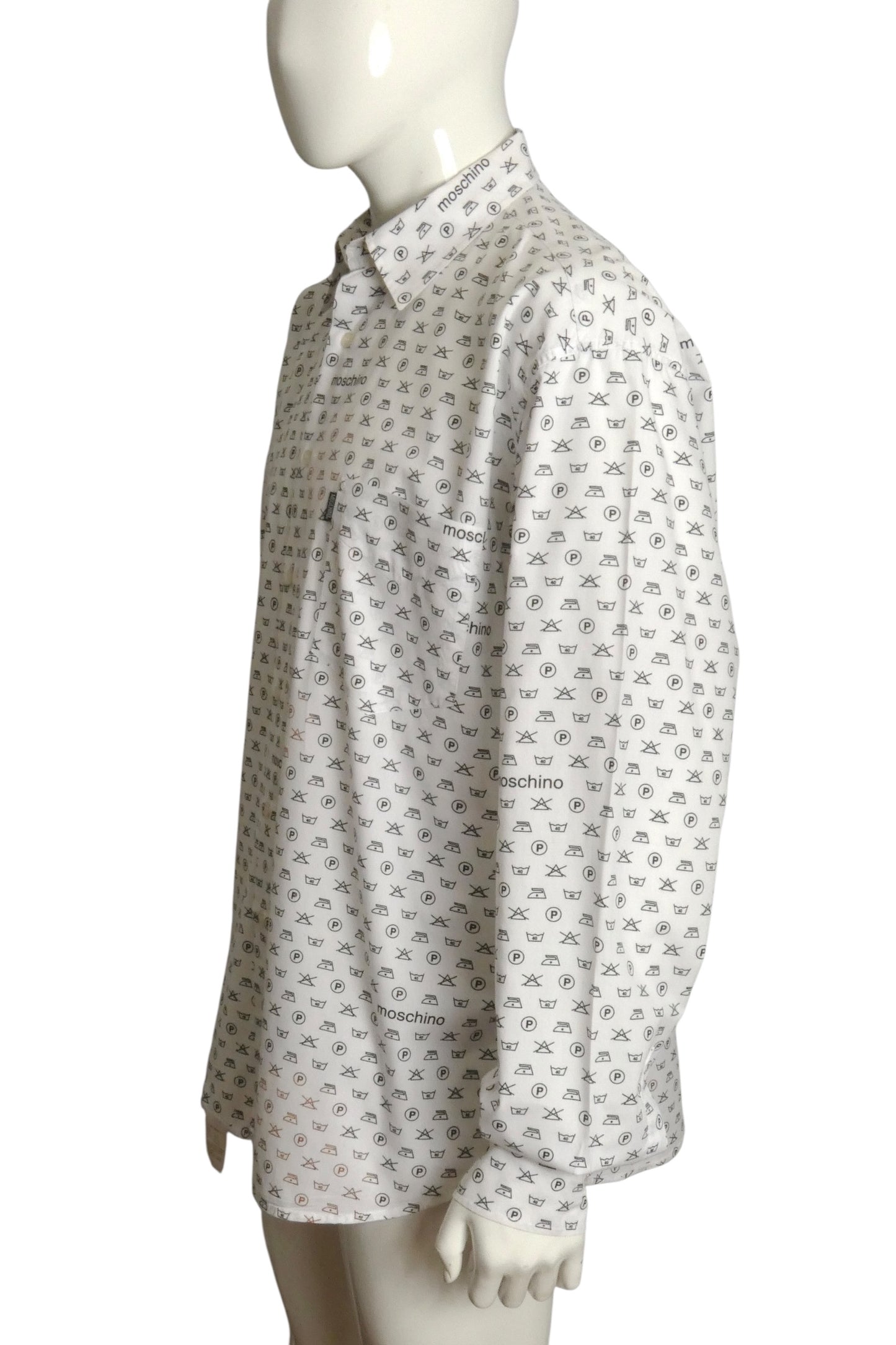 MOSCHINO JEANS- 1990s L/S Cotton Novelty Print Shirt, Size 2XL