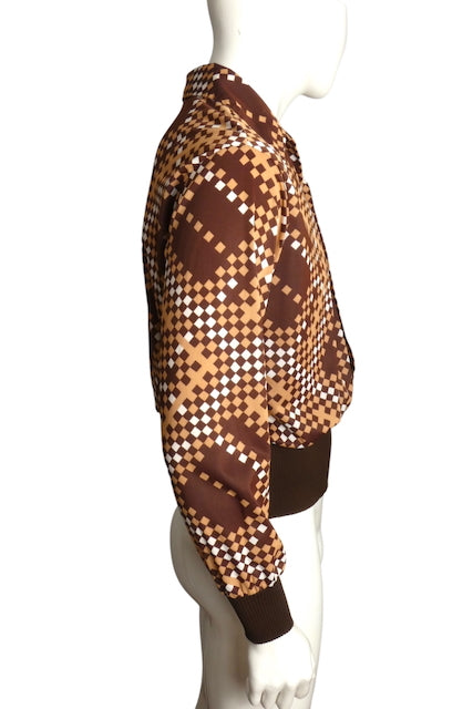 1970s L/S Polyester Knit Bag Shirt, Size Large