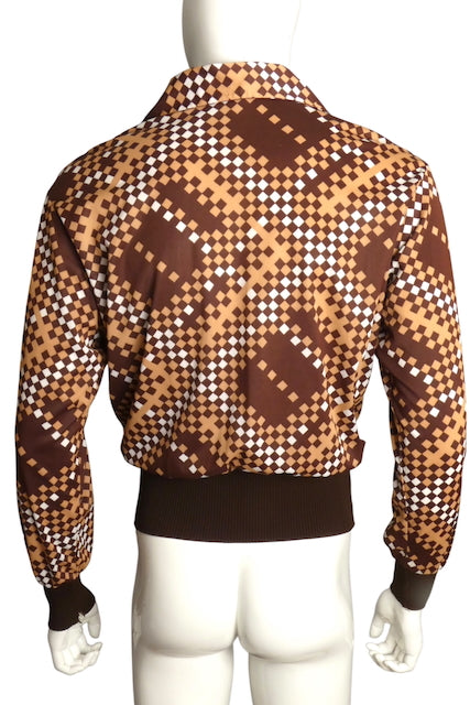1970s L/S Polyester Knit Bag Shirt, Size Large