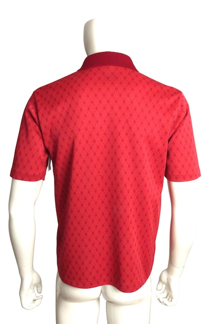 1970s Red S/S Knit Polo, Size Large
