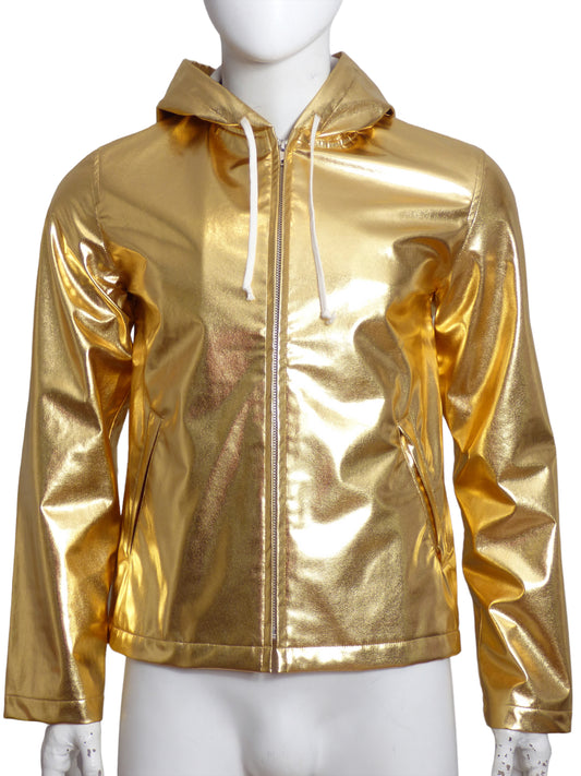 BLACK COMME DES GARCONS- NWT 2019 Gold Metallic Hooded Jacket, Size Small