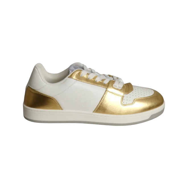 VERSACE-NIB White & Gold Low Top Sneakers, Multiple Sizes Available