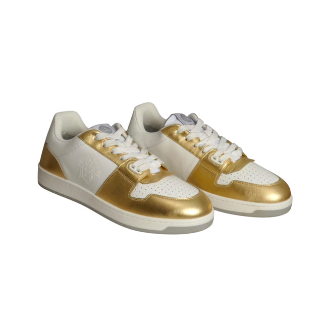 VERSACE-NIB White & Gold Low Top Sneakers, Multiple Sizes Available