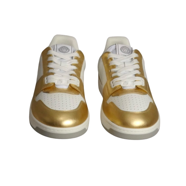 VERSACE-NIB White & Gold Low Top Sneakers, Multiple Sizes Available