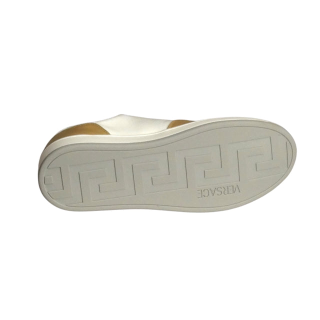 VERSACE-NIB White & Gold Low Top Sneakers, Multiple Sizes Available