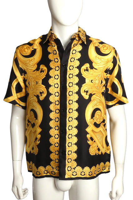 VERSACE- NWT Heritage Print Silk S/S Shirt, Size Large