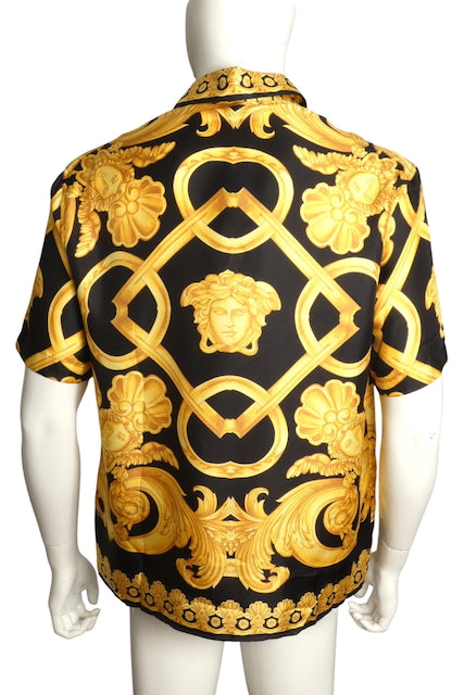 VERSACE- NWT Heritage Print Silk S/S Shirt, Size Large