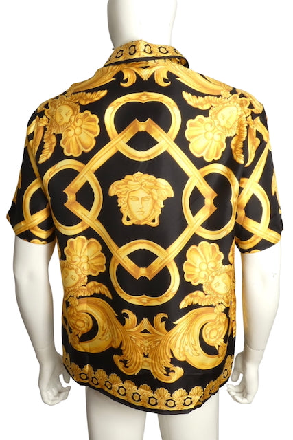 VERSACE- NWT Heritage Print Silk S/S Shirt, Size Large