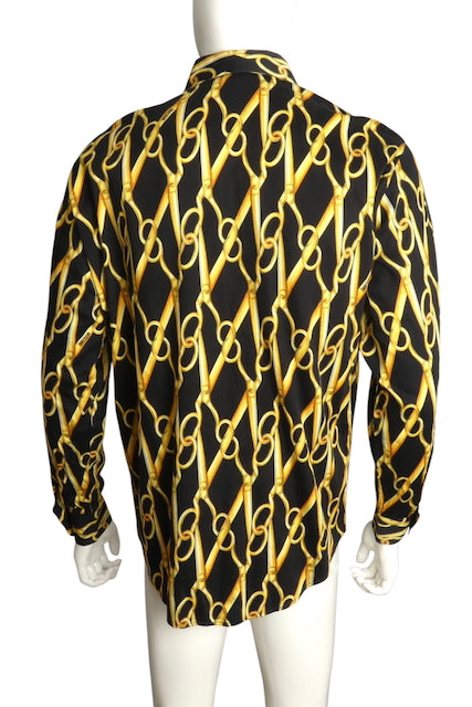 MOSCHINO- Scissor Print Cotton L/S Shirt, Size Large