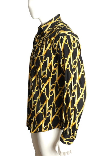 MOSCHINO- Scissor Print Cotton L/S Shirt, Size Large