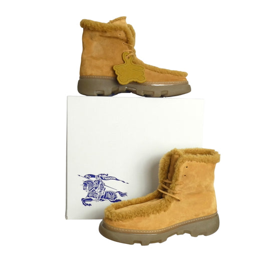BURBERRY-2023 Brown Shearling Suede Boots, Multiple Sizes Available