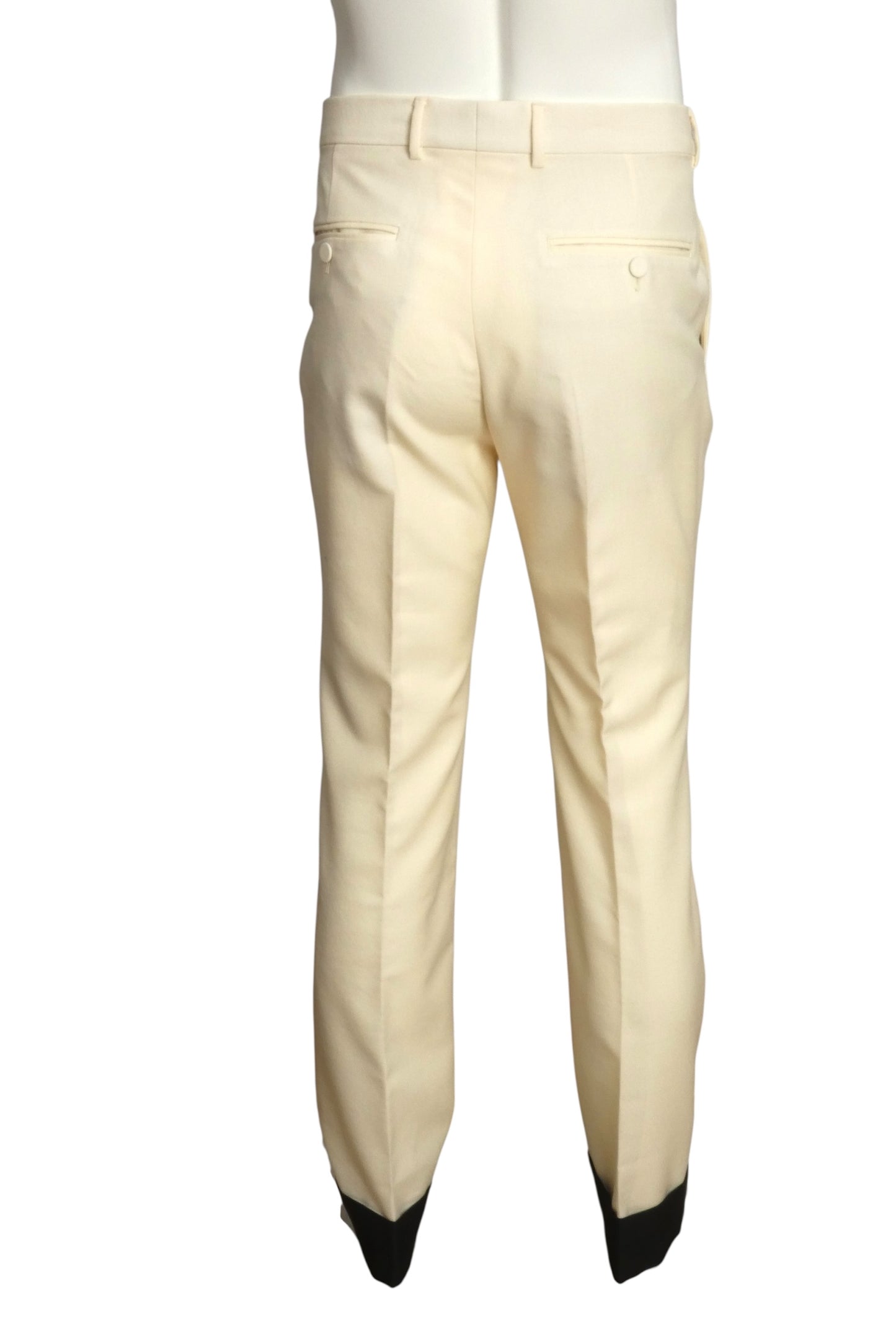 GUCCI- NWT 2022 Ivory Wool & Velvet Trousers, Waist 32
