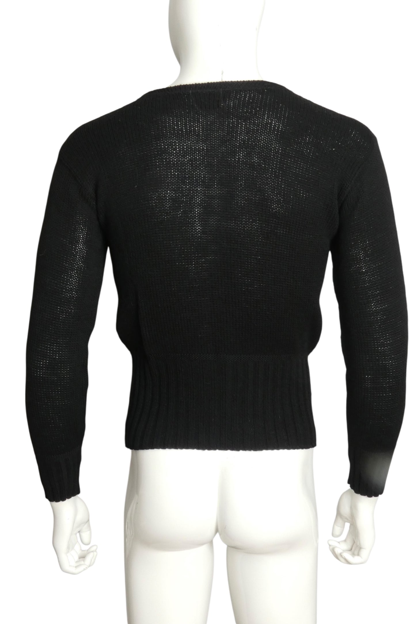 c. 1943 Black Wool Collegiate Sweater, Size Small