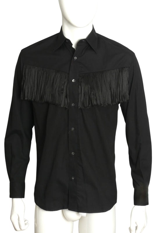 CHEAP & CHIC MOSCHINO- NWT 2002 Black Fringe L/S Shirt, Size Small