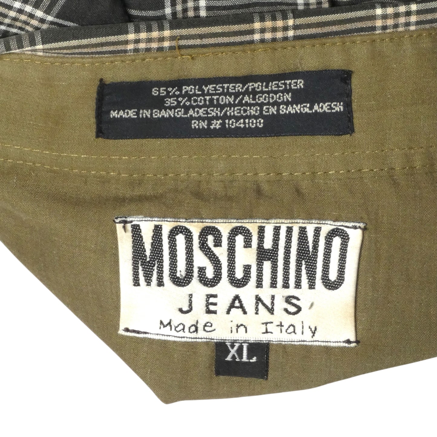 MOSCHINO JEANS- 1980s Cotton Plaid Shirt, Size XL