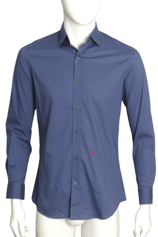MOSCHINO- NWT Blue Twill L/S Shirt, Size Medium