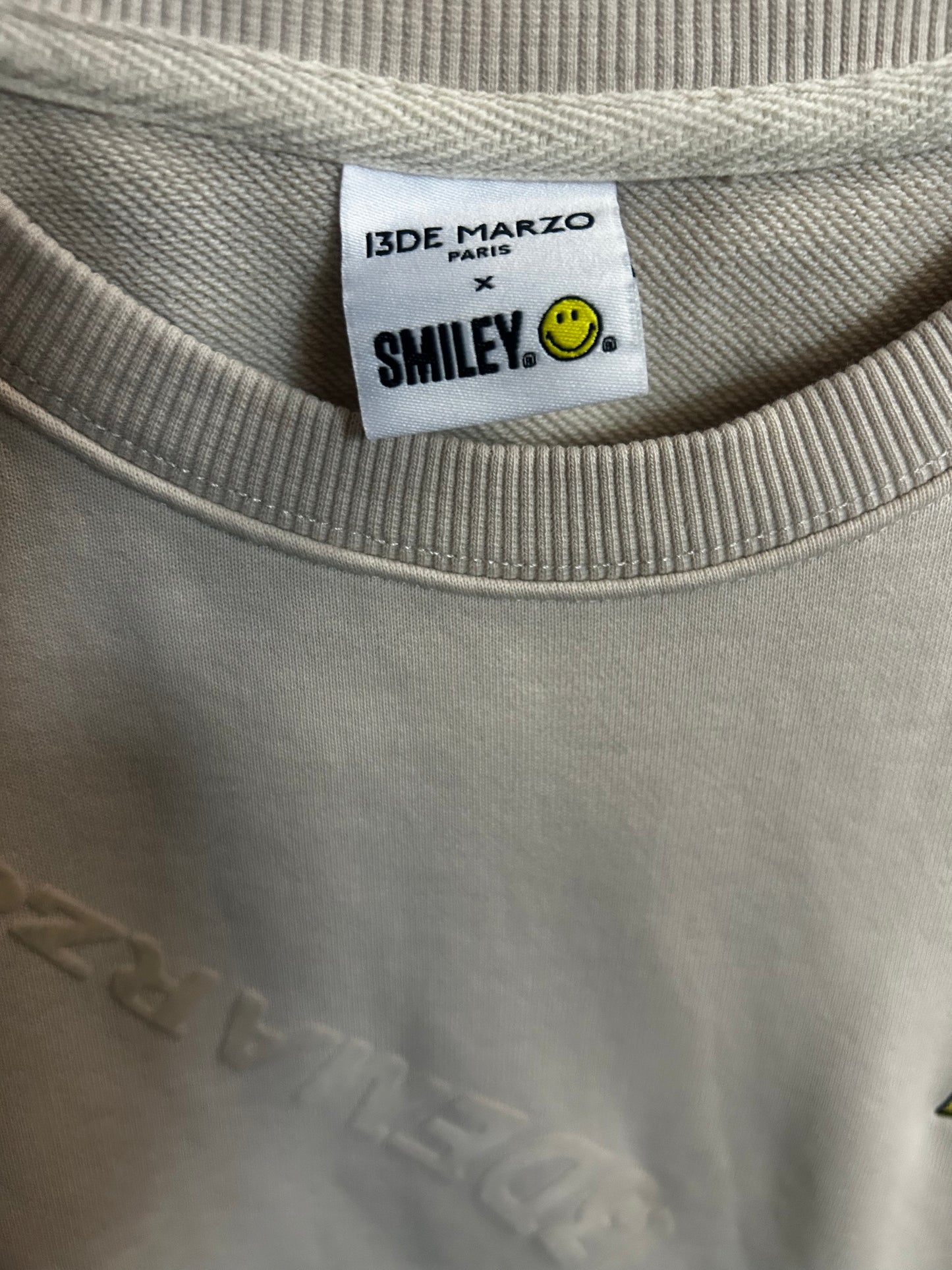 13DE MARZO X SMILEY- Cross Body Teddy Bear Sweatshirt, Size Medium