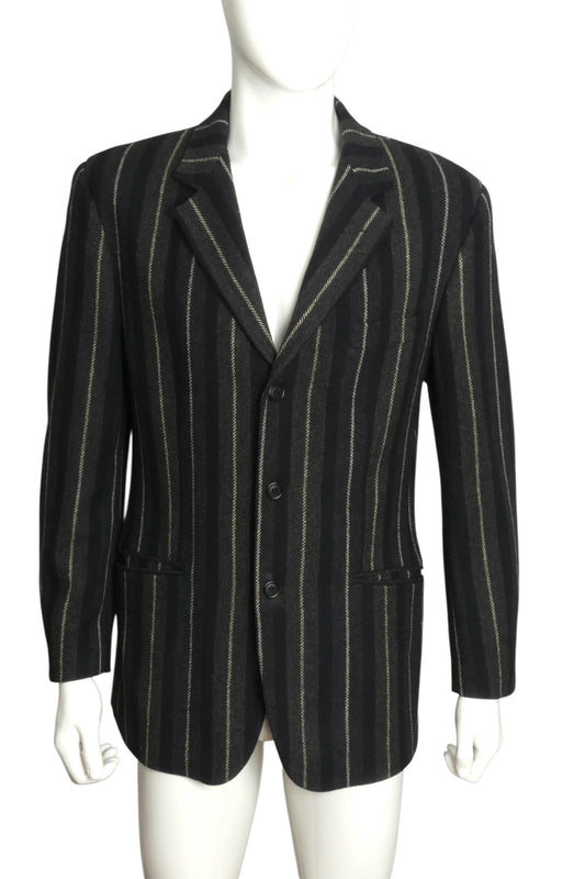 CHEAP & CHIC MOSCHINO- 1990s Wool Flannel Stripe Blazer, Size XL