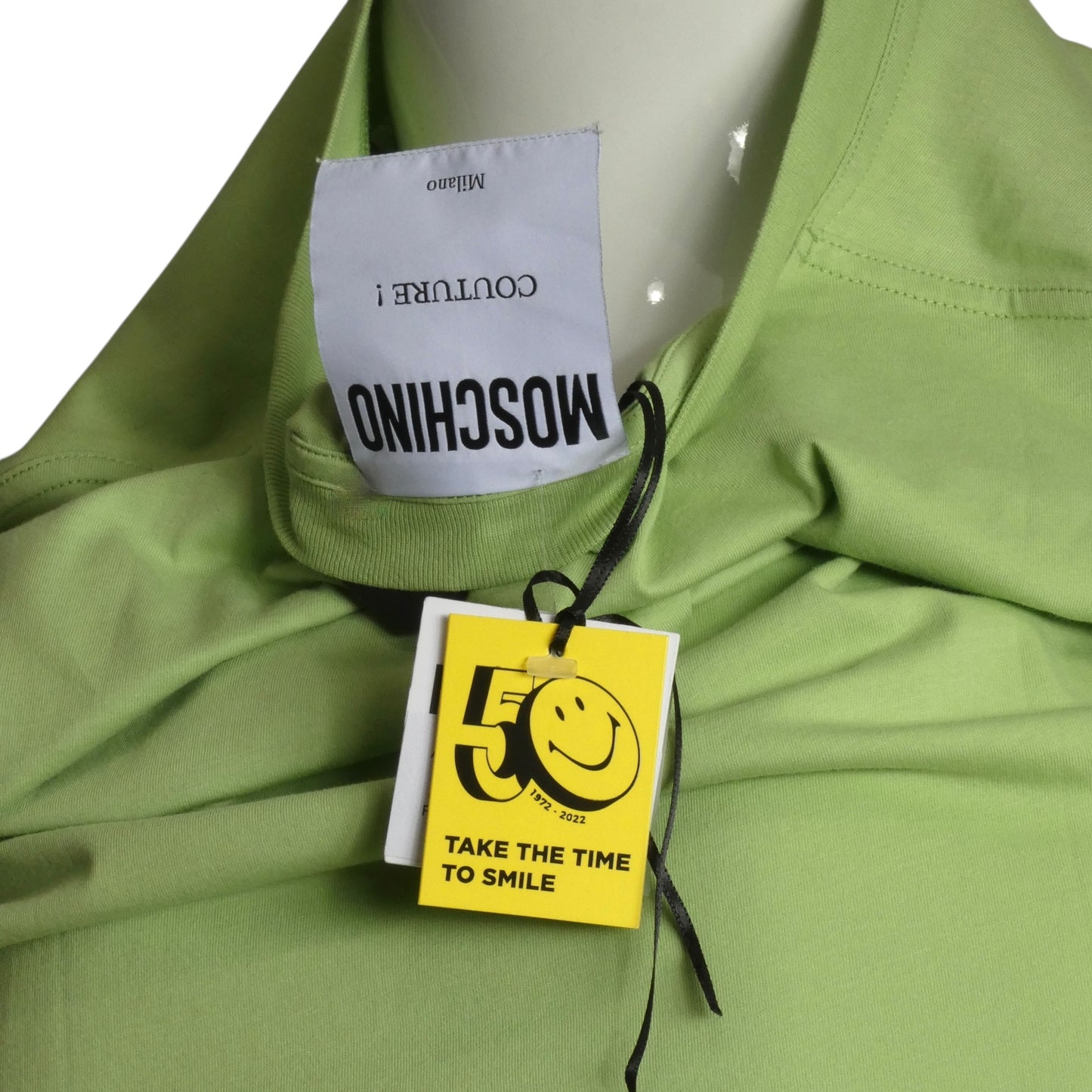 MOSCHINO COUTURE X SMILEY- NWT 2022 Green Graphic Print T-Shirt, Size Medium