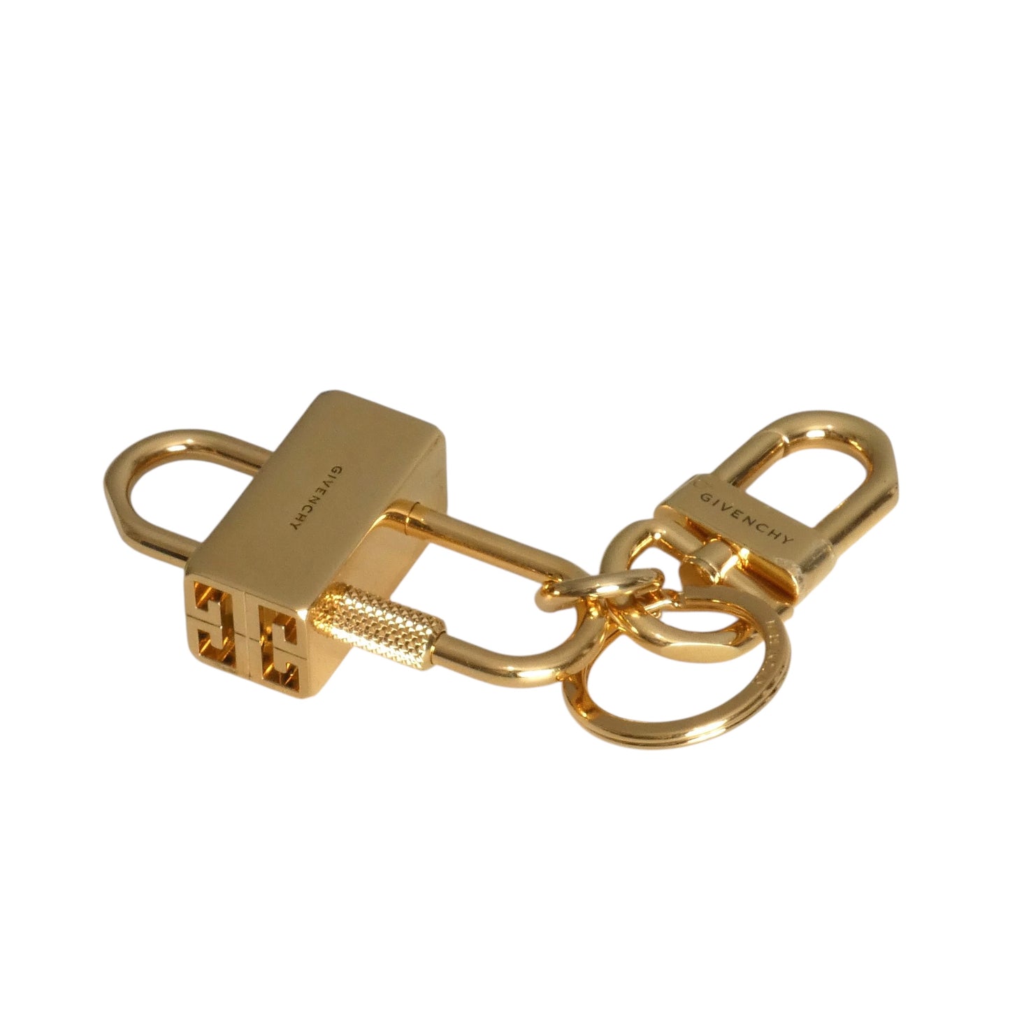 GIVENCHY- NIB Gold "U" Padlock Key Chain