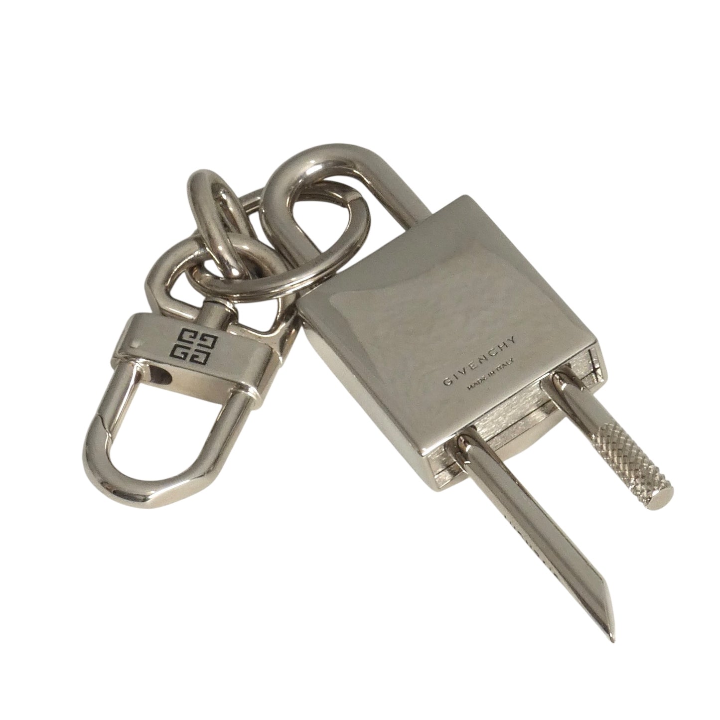GIVENCHY- NIB Silver Padlock Key Chain